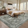 9x12 Green/Brown Large Washable Rug,Vintage Floral Distressed Area Carpet,Stain-Resistant Non-Slip Throw Floor Cover for Bedroom,Nursery,Apartment - 3 of 4