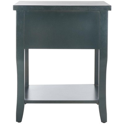 Transitional Blue and Gray Wood Metal Storage End Table