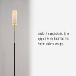 Globe Electric 60" Matte Black Floor Lamp with Matte Brass Accents and White Linen Shade: ETL Listed, Metal Body, Rotary Switch - 1 of 4