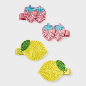 Girls' 4pk Crochet Clip Set with Lemons and Strawberries - Cat