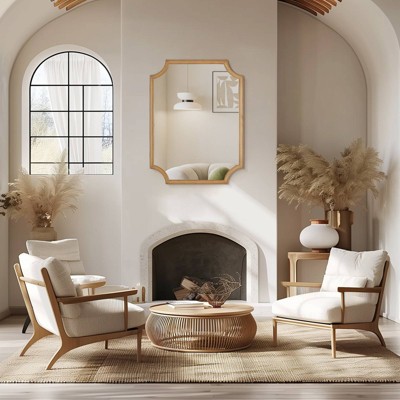 Natural Wood Scalloped Edge Wall Mirror 30" x 40"