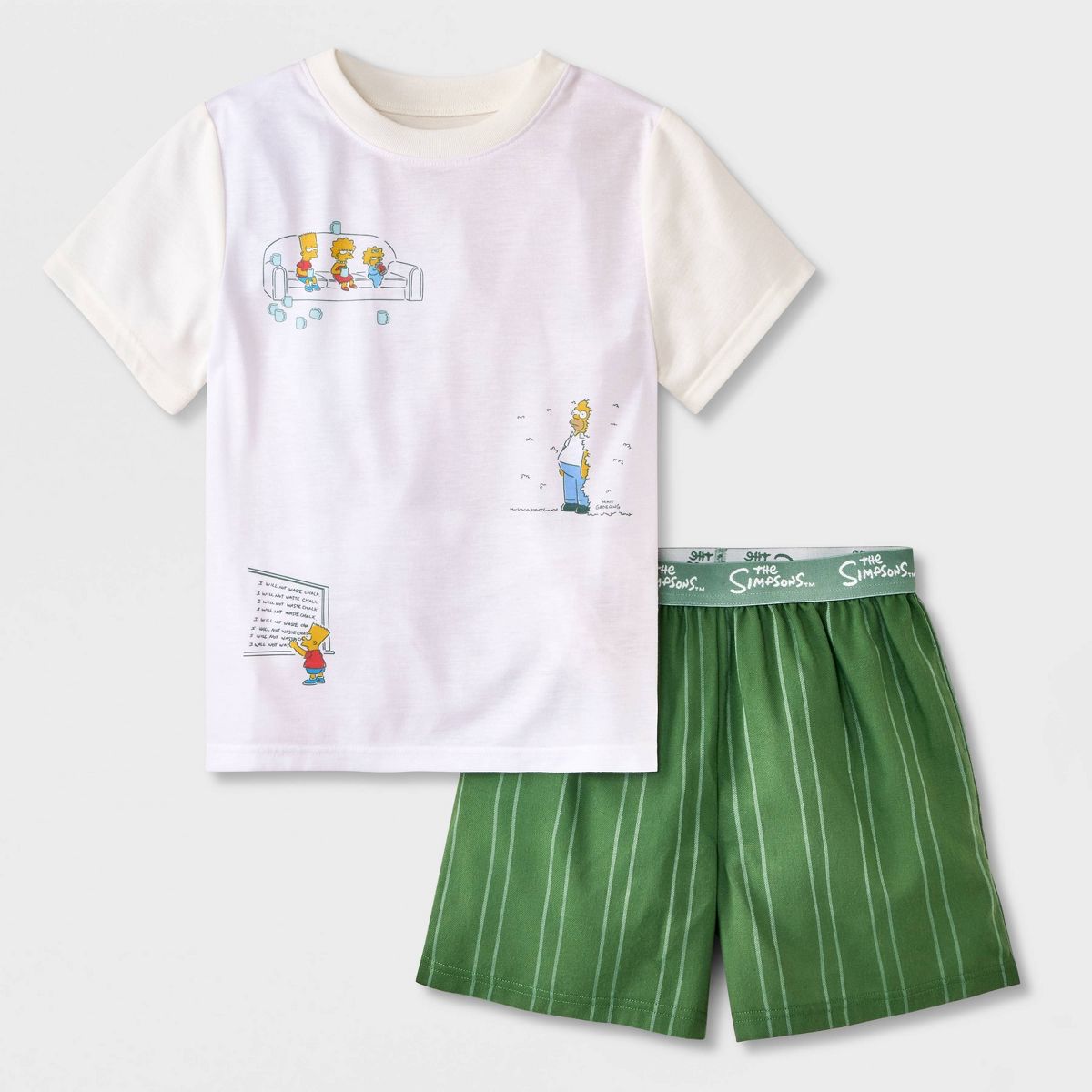 Boys' 2pc The Simpsons T-Shirt and Shorts Pajama Set - Green