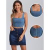 Allegra K Women's Denim Bustier Sleeveless Corset Crop Tops - 2 of 4