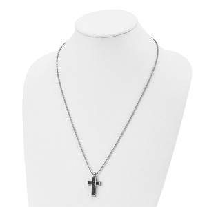 Chisel Stainless Steel Brushed Black Genuine Stingray Inlay Cross Pendant Pendant Necklace 24" Ball Chain - 1 of 4