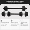 Fitvids Adjustable Dumbbell Set, 60lbs Free Weights Set with Connector, 2 in 1 Changeable Dumbbells and Barbell for Exercise and Fitness, Black/Black - 3 of 4