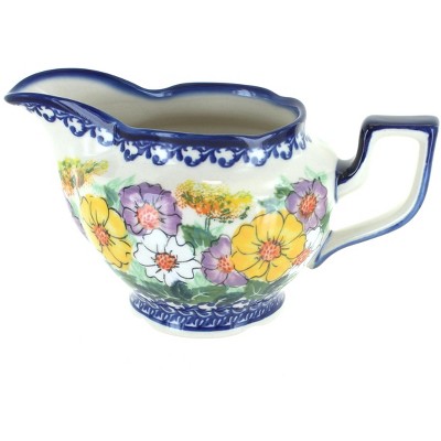 Blue Rose Polish Pottery Pastel Garden Gravy Boat