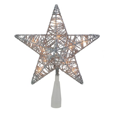 Northlight 9.5" Lighted Silver Star Christmas Tree Topper - Clear Lights