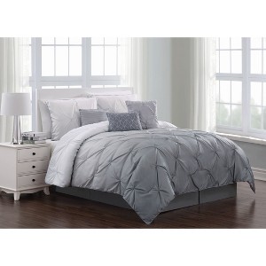 Queen 7pc Bergen Pintuck Comforter Set Gray - Addison Home