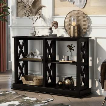 Accent Console Table with 3-Tier Open Storage Spaces-ModernLuxe