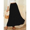 Women's Chiffon High Waist Pleated Maxi Skirt - Flowy A-Line Flared Long Skirt Black Dot - 2 of 4