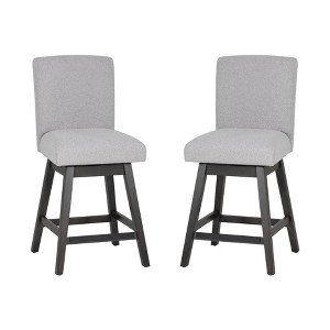 Linon Set of 2 Cyrus Swivel Counter Height Barstools Gray - 1 of 4