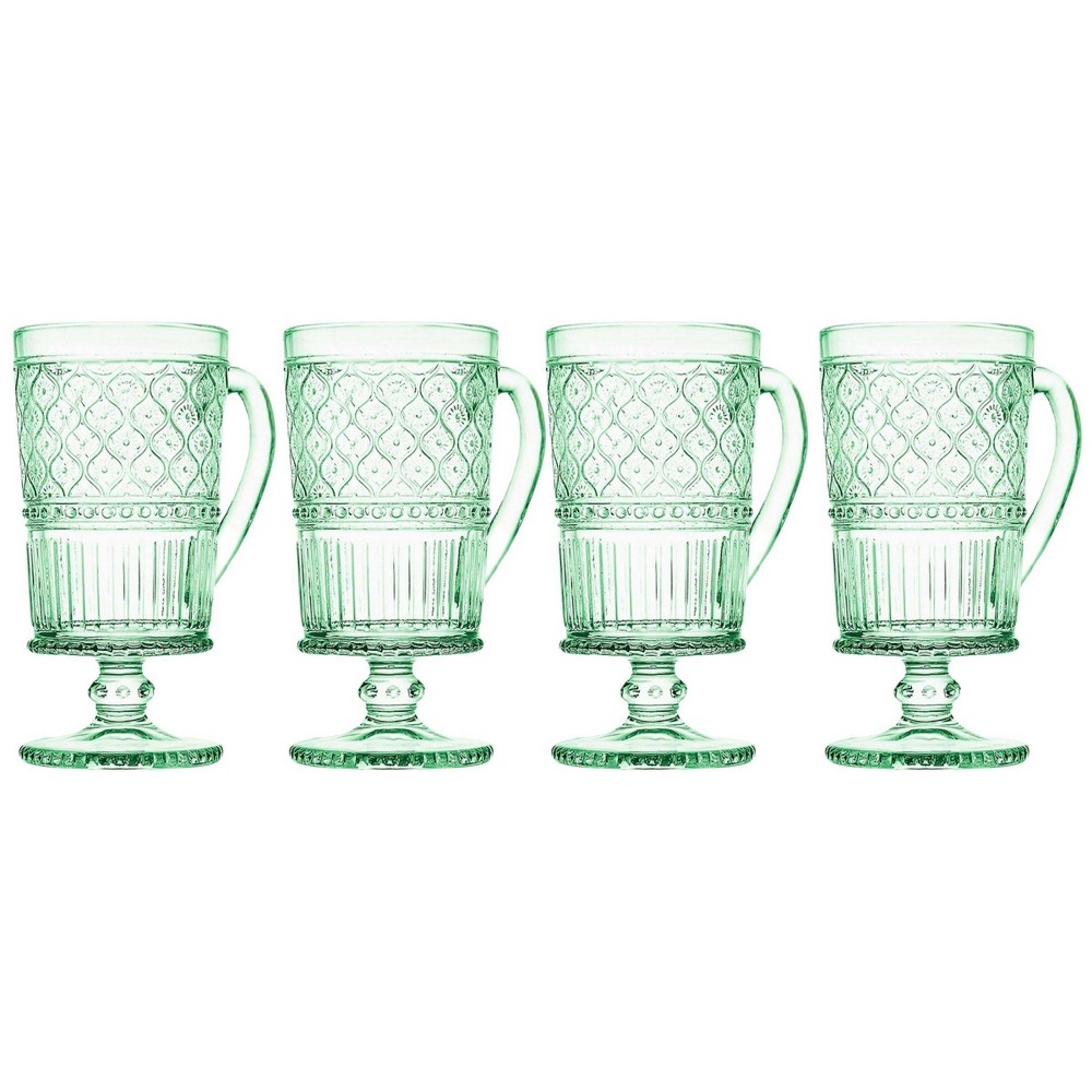 Photos - Glass Godinger Silver Set of 4 Claro Footed Coffee Mugs Green