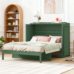 Luxystar Full Size Murphy Bed with Large Storage Drawers, Space Saving Wall Bed Cabinet, Easy Assembly for Guest Room, Apartments and Office - 1 of 4