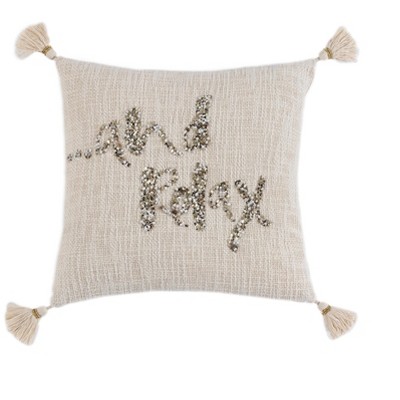 "And Relax" Pillow  - Off-White - Shiraleah