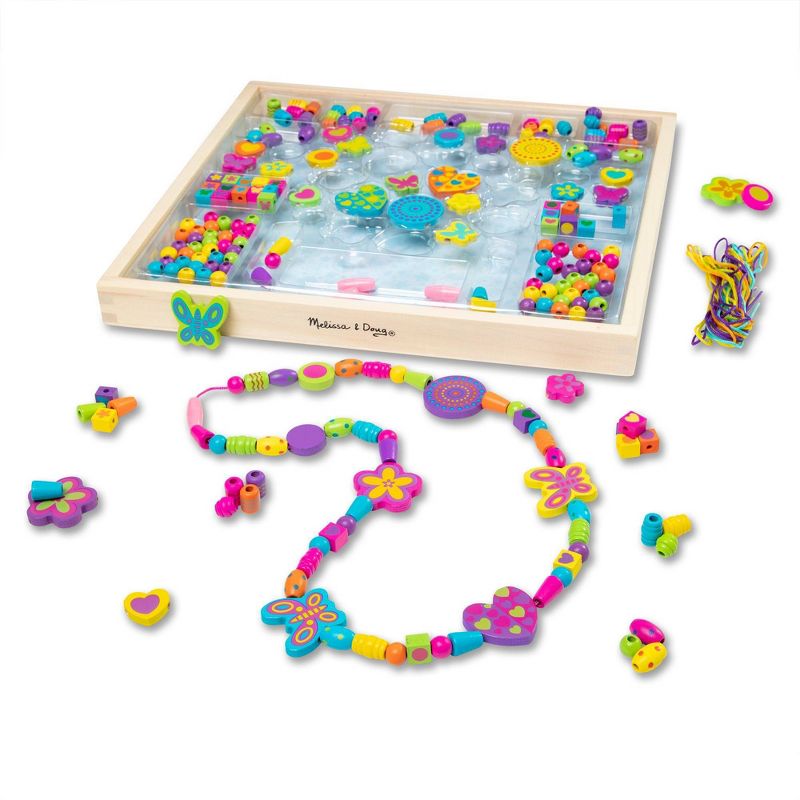 Melissa &#38; Doug Bead Bouquet Deluxe Wooden Bead Set With 220+ Beads for Jewelry-Making, 1 of 11