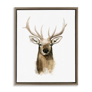 Stupell Industries Deer Portrait Watercolor Floating Frame Canvas Art - 1 of 4