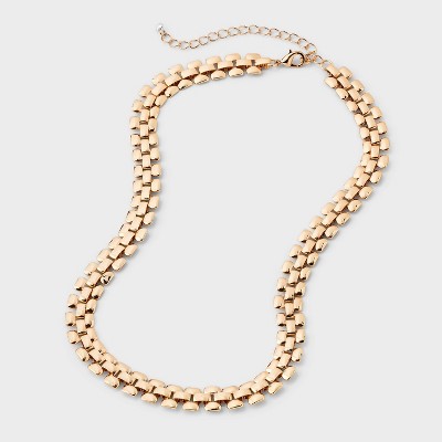 Panther Chain Necklace - A New Day™ Gold: Steel Lobster Clasp, 16" with 3" Extender