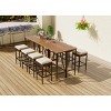 Acacia Wood Bar Height Dining Set,Outdoor Garden High Dining Bistro Set,Patio Foldable Bistro Dining Table with Stools and Cushion-Coolbibila - 3 of 4