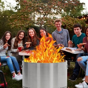 20.5in Portable Smokeless Fire Pit with Air Switch & Handle, Removable Stand & Ash Pan, Ideal for Camping & Patio, Durable & Easy Clean, 18.8 lbs - 1 of 4