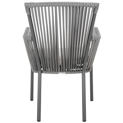 Gray Rope Arm Dining Chair with Cushions, Set of 2