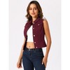 INSPIRE CHIC Women's Buttoned Washed Denim Vest with Faux Chest Flap Pockets - 2 of 4