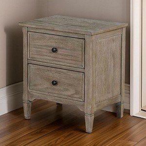 Royal Hampton 2 Drawer Wooden Nightstand with Round Knobs, Gray - 1 of 4