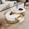 NicBex 31.5 Inch Round Coffee Table Simple Modern End Table with 2 Storage Drawers and Golden Legs for Living Room, Bedroom - 3 of 4