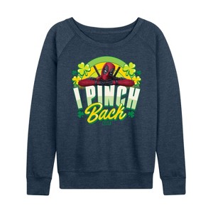 Women's - Marvel - St. Patrick's Day I Pinch Back Lightweight French Terry Wide Neck Long Sleeve Shirt - 1 of 4