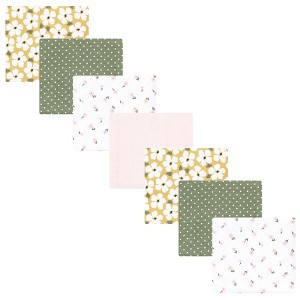Little Treasure Hudson Baby Girls Cotton Poly Flannel Receiving Blankets 7Pk Multipack - 1 of 4
