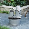 LuxenHome Farmhouse Rustic Metal Pitcher Outdoor Fountain Silver - 2 of 4