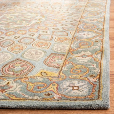 Elegant Blue-Grey Hand-Tufted Wool Square Area Rug