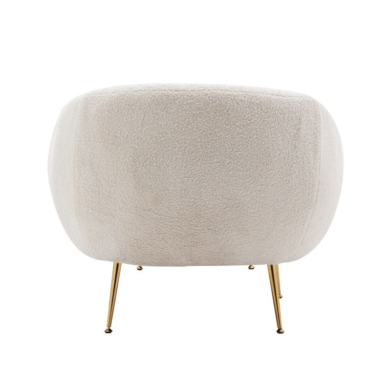 Modern Accent Chair, Teddy Short Plush Particle Velvet Armchair with Ottoman-ModernLuxe, 4 of 10
