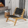 Tangkula Teak Wooden Chair w/ Woven Webbing Seat & Backrest for Patio Mid Century Modern - 2 of 4