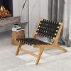 Tangkula Teak Wooden Chair w/ Woven Webbing Seat & Backrest for Patio Mid Century Modern - image 2 of 4