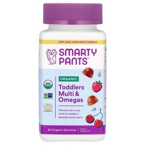 SmartyPants Organic Toddlers Multi & Omegas Gummies, Cherry and Mixed Berry, 60 Organic Gummies - 1 of 2