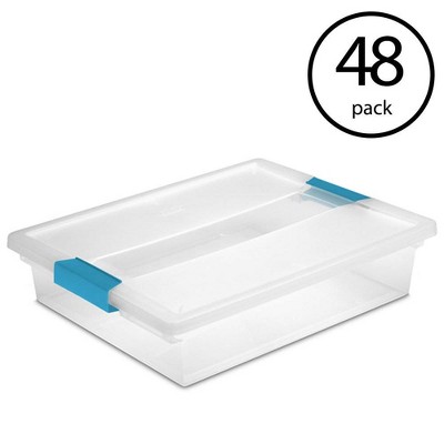 Sterilite Large Plastic File Clip Box Storage Tote Container with Lid (48 Pack)