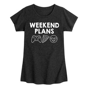 Girls' - Instant Message - Weekend Plans Fitted Short Sleeve Graphic T-Shirt - 1 of 4