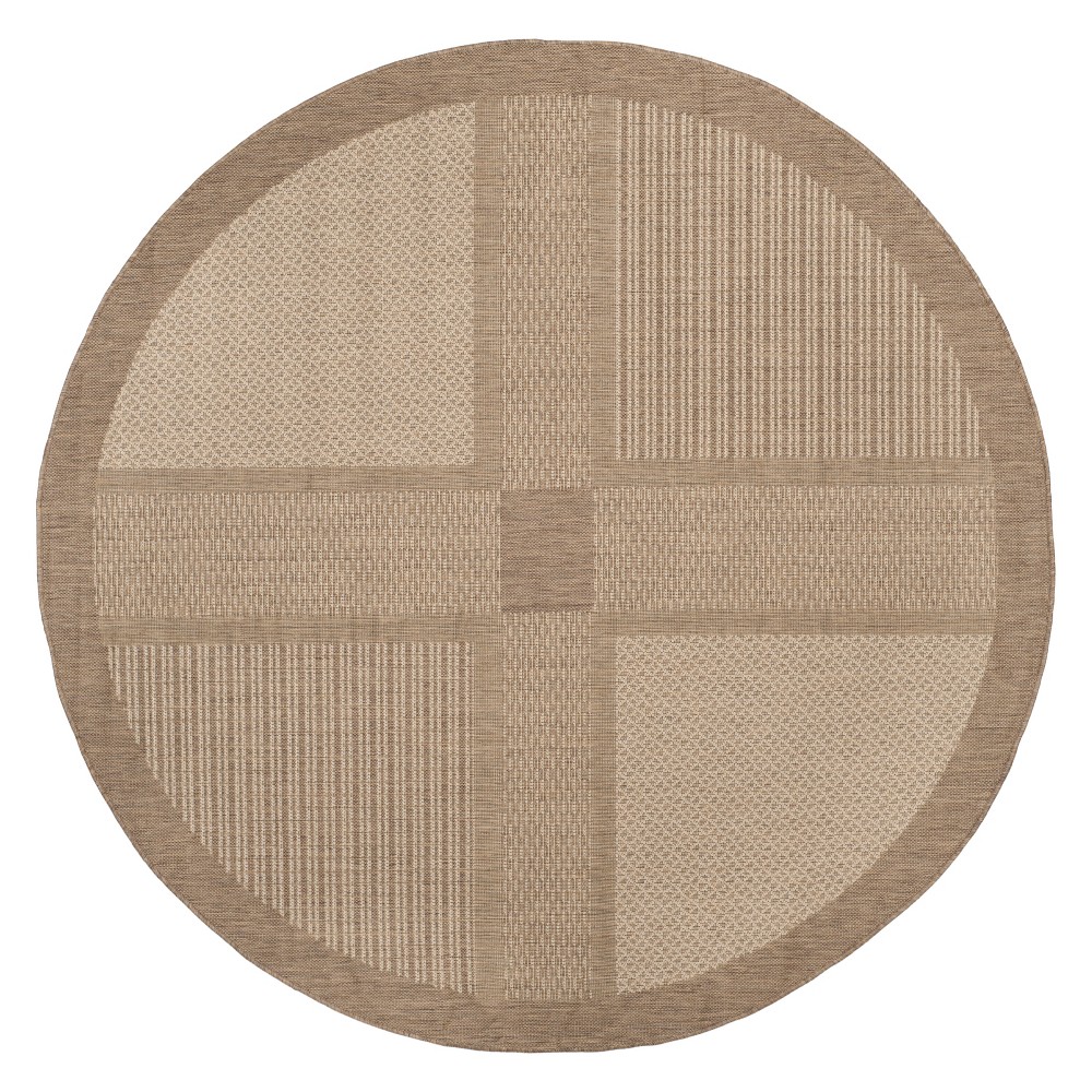 5'3in Round Montpellier Outdoor Rug Brown/Natural - Safavieh