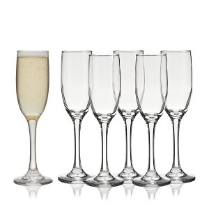 True Banquet Champagne Flutes, Champagne Wine Stemware Glasses, 5.75oz Stemmed Champagne Glasses Set of 6 - 1 of 4
