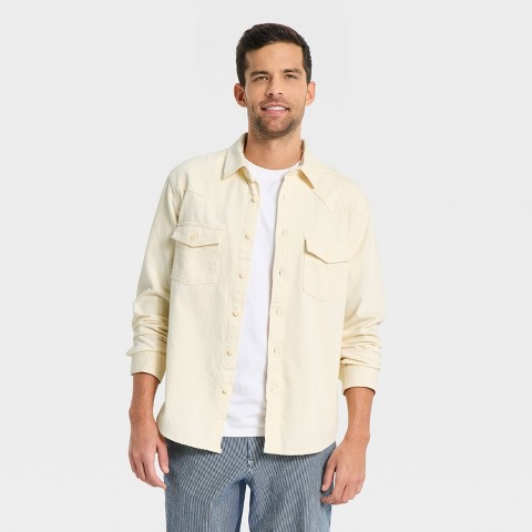 Мужские рубашки Goodfellow & Co Men's Western Long Sleeve Button-Down Shirt - Goodfellow & Co™ Cream L