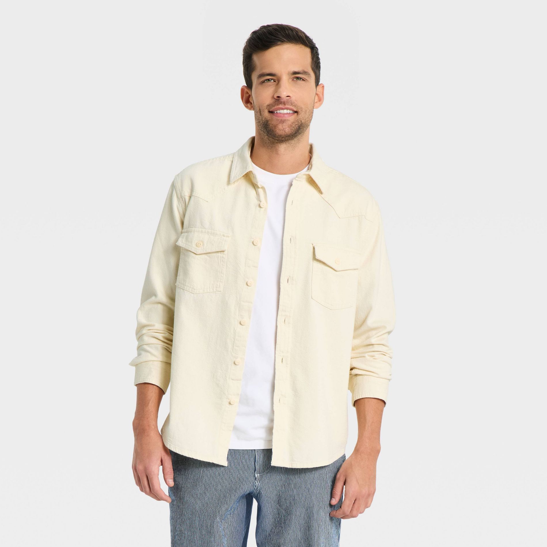 Men's Western Long Sleeve Button-Down Shirt - Goodfellow & Co™ Cream