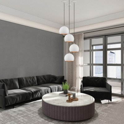 Shiny Light Gray Aluminum Globe Pendant with Chrome Accents