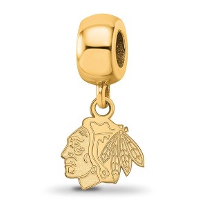 Black Bow Jewelry 14k Yellow Gold Plated Sterling Silver Chicago Blackhawks NHL Bead Charm - 1 of 4