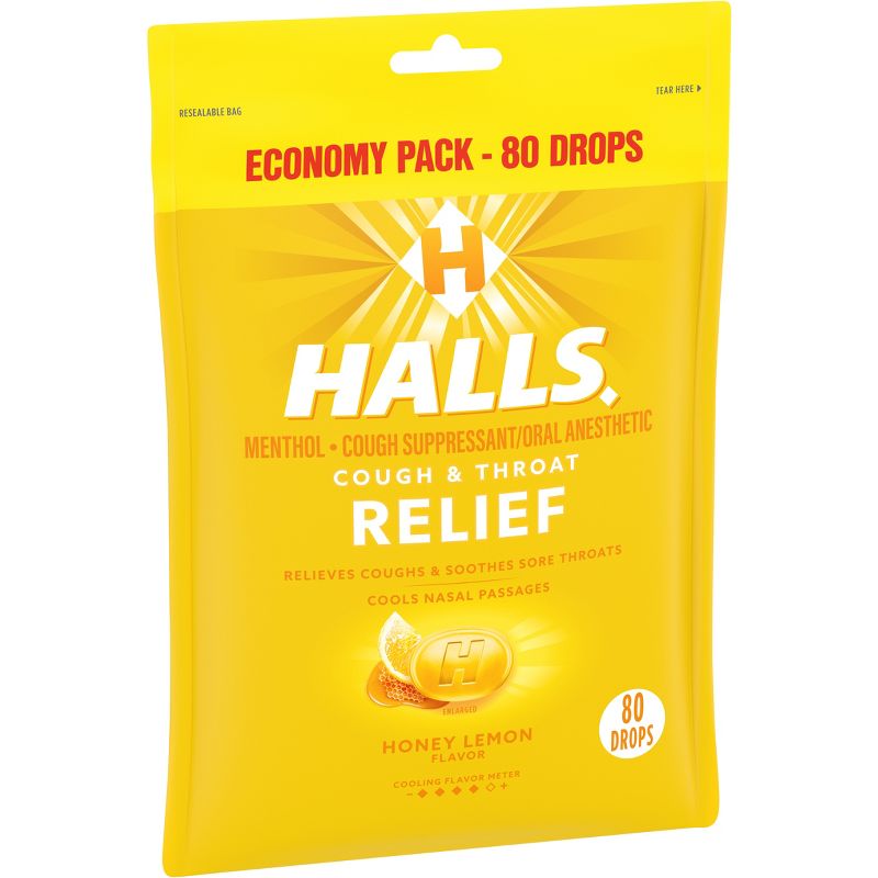 Halls Cough Drops - Honey Lemon - 80ct, 3 of 13