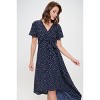 WEST K Women's Woven Georgia Faux-Wrap Dress with High-Low Hem and Tie Waist - 4 of 4