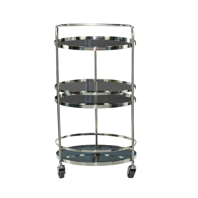 Contemporary Stainless Steel and Smoke Glass Bar Cart Silver - Olivia &#38; May, 4 of 9