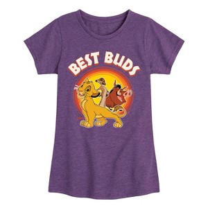 Girls' - Disney - Simba, Pumbaa, & Timon Best Buds Fitted Short Sleeve Graphic T-Shirt - 1 of 4