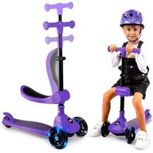 SereneLife 3-Wheel Foldable Kid Kick Scooter - Adjustable Handlebar, LED Lights - 1 of 4