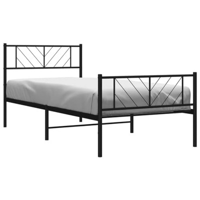 vidaXL Sturdy Metal Bed Frame with Headboard, Footboard and Support Slats