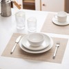 Aoibox PVC Woven Placemats Set of 4, Wipeable Indoor Outdoor Table Mats, Washable Vinyl Place Mat for Dining Table in Beige White - 3 of 4